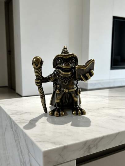 1Pc Brass Frog Wizard Holding Magic Book Desktop Ornament - Frog Wizard Brass Sculpture, Home Office Decor | Home Decor, Room Decor, Vintage Decor, Desktop Decor,Unique Gift, Table Centerpiece, Housewarming Gift