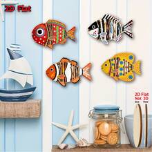 4pcs Vibrant 2D Flat Wooden Tropical Fish Wall Art, Decorative Aquarium Fish, Suitable For Outdoor/Indoor Use, Yard, Garden, Fence, Aquarium, Ocean Theme, Bathroom, Holiday Gift - Multicolor - View 6
