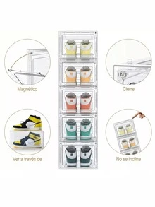 Caja para Zapatos de Acrílico, Tenis, Sneakers, Zapatillas, Gorras Cajas Apilables Muebles Organizadores de Zapatos, Joyas, Bisutería - transparente - Ver 6
