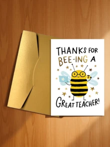 1pc Heartfelt "Best Teacher" Thank You Card - Cute Bee Design With Gold Glitter Accents, Perfect For Teachers, Tutors, Coaches, Let Students Express Deep Gratitude, Teacher's Day Gift | Fun Design | Personalized Touch - A - View 13