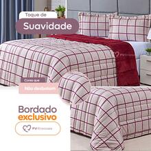 Queen Size 3 Piece Double Sided 400 Thread Count Printed Patchwork Blanket Kit Premium Bedding Soft Blanket - Burgundy - View 6