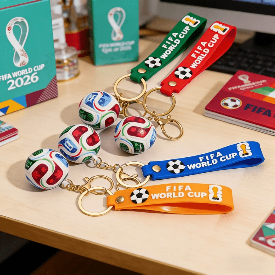  2026 FIFA World Cup Canada-USA-Mexico Themed Keychain Gift Set, Including World Cup Soccer Keychain, World Cup Accessories, Backpack Hanging Decoration, Keyring, Keychain, Backpack Pendant, Fan Celebration Decor, Ideal For Valentine's Day, Party Favors, World Cup Commemorative Gifts