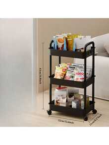Carrito de plástico con ruedas giratorias de 4/3 niveles, organizador de almacenamiento multiusos con ruedas para oficina, sala de estar, cocina, baño, para guardar aperitivos y juguetes, unidad de estantería móvil - Multicolor - Ver 2