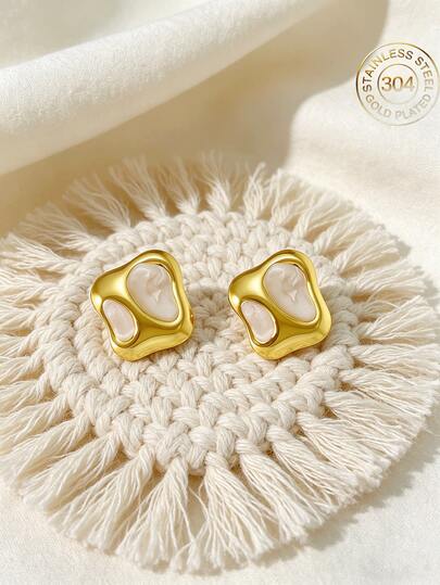 Pendientes de esmalte geométricos para mujer, pendientes colgantes bohemios, joyería geométrica asimétrica, textura de bambú, corte de diamante, diseño cuadrado, pendientes hipoalergénicos duraderos adecuados para oídos sensibles, accesorio encantador para mujer, joyería de moda de Oriente Medio, decoración de Ramadán, accesorio de playa, regalo para fiestas y vacaciones