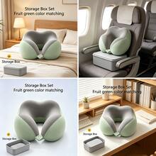 [ New Arrival Hot Selling] U-Shaped Memory Foam Neck Pillow With Storage Bag, Ergonomic Slow Rebound Travel Neck Pillow, Soft Breathable Portable Nap Pillow, Removable Machine Washable Cover, Lightweight Compact Cervical Support Pillow For Airplane Car Train Bus, Office Siesta Head Shoulder Neck Pain Relief Pillow, Foldable Travel Essential Accessory For Home Camping Trip,, Travel Gift Idea For Men Women - 綠色 - 查看 2