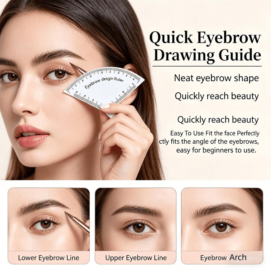 1pc Reusable Eyebrow Stencil Guide, PVC Tattoo Ruler, Affordable Christmas Gift, Cosmetics, Makeup Tools, Cheap Item, Gift, Women's Gift, Christmas Gift, Freebie, Travel, Cheap Goods, Travel Essentials - Multicolor - View 1