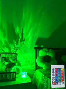 1pc 16-Color Aurora Wave Projection Light Strip With Remote Control - Rotating Flame Effect, Touch Short Press Control, USB Wave Nightlight Projector, Suitable For Bedroom, Gaming Room, Home Theater Decor And Ambient Lighting - Multicolor - View 2