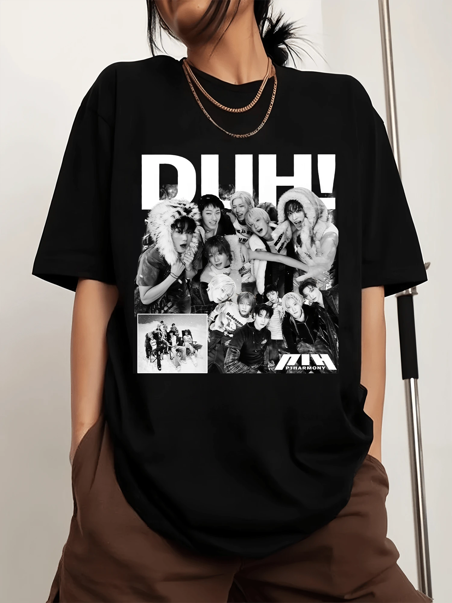 P1harmonyss Utop1A Tour Men's Sports T-Shirt With Crew Neck And Print, Short Sleeve - Black - View 1