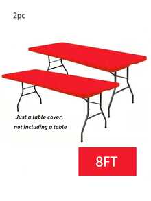 2 piezas Mantel rectangular elástico de 6 pies, mantel ajustable elástico para picnic, exterior, camping, fiesta, lavable a máquina (Rojo, 76cm x 182cm) - Multicolor - Ver 11