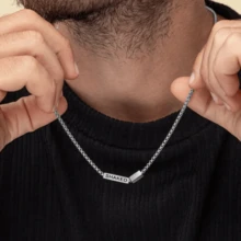 Customized 1-4 Names Men's Silver Necklace, Personalized Gift For Dad, Men's Engraved Jewelry, Name Necklace, Date Necklace, Husband Gift, Christmas Gift - Multicolor - View 4