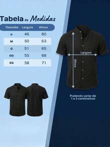 Men's Short Sleeve Shirt With Priest Collar, Lightweight, Work And Leisure - 中等水洗藍 - 查看 3