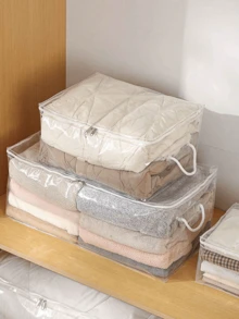 1个大容量被子收纳袋，透明家用整理袋，可收纳毯子、枕头、换季衣物，防尘防潮，带提手，适合学生、家庭、家居整理爱好者以及收纳学习用品。 - 彩色 - 查看 8