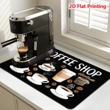 1/10 Tấm lót bát đĩa in hình nghệ thuật cà phê cho quầy bếp quán cà phê, siêu thấm hút, nhanh khô, chống trượt, làm từ tảo cát, thích hợp trang trí quầy bếp và máy pha cà phê. - Nhiều màu - Xem 7