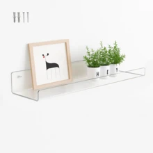 Conjunto de 2 Prateleiras Flutuantes Transparentes em Acrílico, 20/30/40cm, Organizador Invisível para Banheiro, com Parafusos e Ganchos Adesivos sem Furos Inclusos, Prateleira Transparente Antirriscos para Produtos de Beleza, Livros e Decoração. - Claro - Ver 12