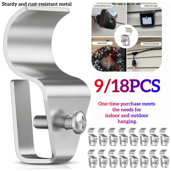 Outdoor Hooks, Wreath-Style Hooks, Screw Without Drilling, Vinyl Exterior Wall Fixers, Accessories For Hanging Outdoor Decorations, Heavy-Duty Stainless Steel Side Clamps For Front Yard Hooks, Outdoor Security Camera Stands For Hanging Blink, Arlo, And Ring Surveillance Cameras.