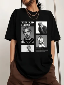 The Kid LAROI Printed Men's Sports T-Shirt With Crew Neck And Short Sleeves - Black - View 1