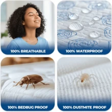 Bedding Premium Waterproof Mattress Encasement With  Bed Bug & Dust Mite Protection For Enhanced Sleep Comfort - King - View 2