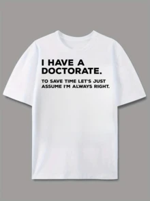 Camiseta Retro de Humor Académico para Hombre - Diseño de Título de Doctorado con Texto en Latín, Adecuada para Graduados, Regalos, Camiseta Casual de Cuello Redondo para Fiestas de Graduación y Eventos Universitarios, Lavable a Máquina - Blanco - Ver 6