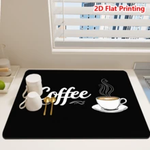 1/10pcs Coffee Cup Print Kitchen Absorbent Mat, Super Absorbent Quick-Dry Diatomaceous Earth Non-Slip Dish Drying Mat, Suitable For Kitchen Countertop Coffee Machine Decoration - Black - View 15