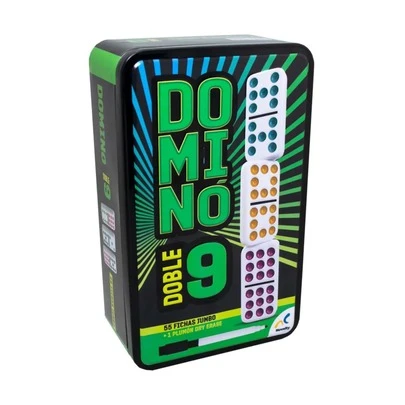Novelty Dominó Doble 9 en Caja Metálica con Plumón | Juego de Mesa Clásico