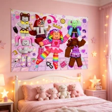 Roblox 1pc Girl Game Theme Backdrop, Durable Photo Shooting Scene Cloth, Birthday Party, Bachelorette Party, Holiday Gathering Wall Decor, Party Scene Decoration & Atmosphere Creation - Roblo Girl Backdrop - View 4