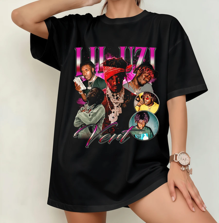 LilUziVert Retro Collage T-Shirt | Unisex 90s Hip-Hop Nostalgia Fan Shirt Black - Black - View 1