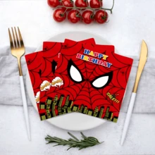 20pcs Spider Man Themed Napkin Set For Boys' Birthday Gifts/Marvel Fans/Party Decorations - Multicolor - View 2