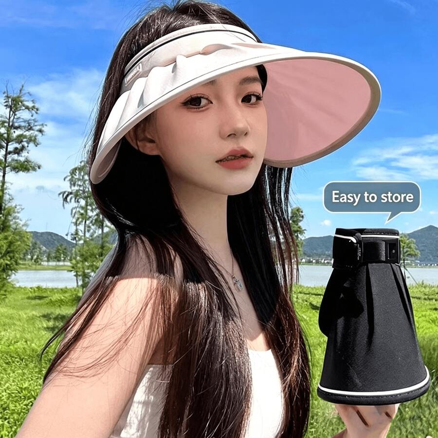 1 pieza Nuevo sombrero de sol plegable para mujer, sombrero versátil de protección UV para verano, adecuado para correr, golf, playa, senderismo y otros escenarios, estilo casual y deportivo, accesorio ideal para el transporte diario y la aventura al aire libre - Multicolor - Ver 1