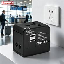 Universal Travel Adapter, Global Travel Converter Plug, 2 USB Ports, Multi-Function USB Adapter - Multicolor - View 3
