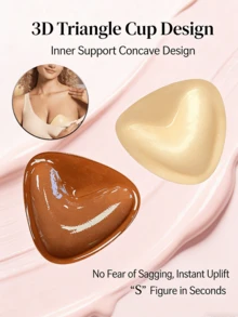 1 Cặp miếng đệm ngực tự dính tái sử dụng, thiết kế tam giác dày dặn, có thể tái sử dụng, miếng đệm bikini vô hình, thích hợp cho bơi lội - màu đen - Xem 1