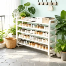 Multi-Layer Simple Shoe Rack, Multifunctional Large-Capacity Storage Rack, Easy To Load And Unload, Save Space, Home Organization Shoes And Boots Storage Sundries, Fit For Apartment, Corridors, Closets, Living Rooms - White - View 4