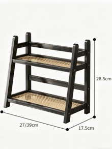 1pc Multifunctional Bamboo Desktop Storage Rack, Water Cup & Tea Set Organizer, Cosmetic Display & Storage Rack, Perfume Storage Rack, Suitable For Living Room, Bedroom, Home Decor, Wedding & Festival Supplies Storage Display Rack, Holiday Gift, Kitchen Storage Rack, Essential Storage, Organizer Storage, Kitchen & Bathroom Storage, Bathroom Accessories - Black - View 3