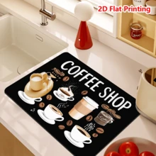 1/10 Tấm lót bát đĩa in hình nghệ thuật cà phê cho quầy bếp quán cà phê, siêu thấm hút, nhanh khô, chống trượt, làm từ tảo cát, thích hợp trang trí quầy bếp và máy pha cà phê. - Nhiều màu - Xem 6