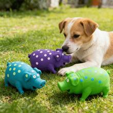 1 Stück quietschendes Latex Schwein Hundespielzeug, strapazierfähiges Zahnpflege-Kauknochen, verschiedene Farben, für kleine & mittlere Hunde, Langeweile Linderung - Verschiedenfarbig - Übersicht 4