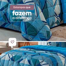 Queen Size 3 Piece Double Sided 400 Thread Count Printed Patchwork Blanket Kit Premium Bedding Soft Blanket - Cadet Blue - View 5