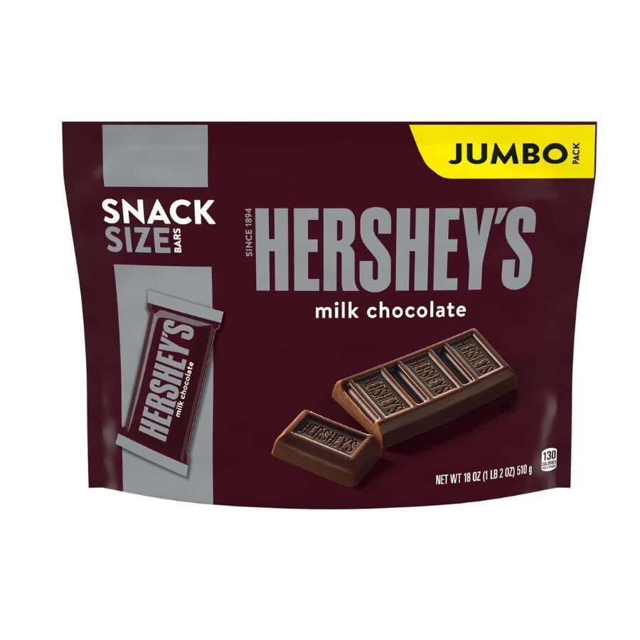 HERSHEY'S Milk Chocolate Snack Size Bars Jumbo Pack 18oz | Classic Creamy Chocolate Mini Treats Bulk Pack - 15g - View 1
