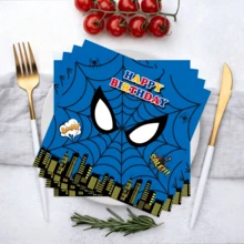Marvel 20张蓝色蜘蛛侠城市剪影派对餐巾纸，超级英雄主题纸巾，生日用品 - 彩色 - 查看 2