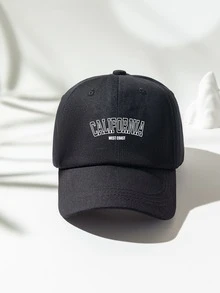 1顶加州水洗棒球帽，糖果色男女通用时尚遮阳帽，户外休闲防紫外线帽，适合沙滩、旅行 - 全黑 - 查看 4