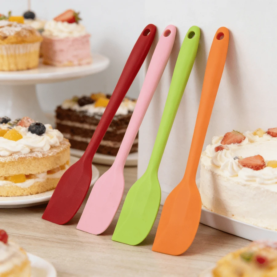 4/2pcs Multi-Function Premium Silicone Spatula Baking Tools, Heat-Resistant Silicone Scraper For Cream Cake, Baking Flipper, 4 Colors - Multicolor - View 1