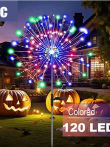 LED Solar Fireworks Garden Lights, Waterproof Lawn Lights, 8 Lighting Modes, Solar Decorative Lights, Built-In Rechargeable Nickel-Hydrogen Batteries, Non-Detachable Photovoltaic Panels. Suitable For Outdoor Gardens, Lawns, Patios, Paths And Villa Decorations, Outdoor Garden Lighting, Suitable For Paths, Gardens And Terraces. - Nhiều màu - Xem 9