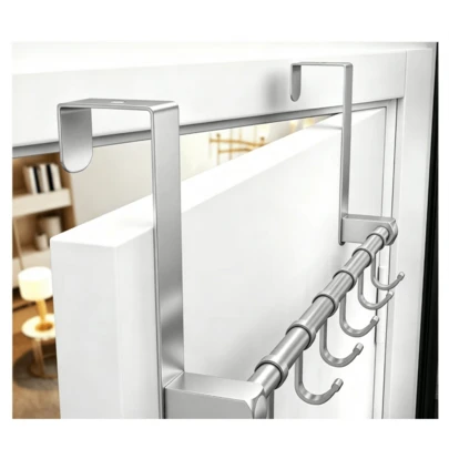 Giá treo quần áo gắn cửa bằng hợp kim nhôm Space, giá để quần áo phòng ngủ, giá đựng đồ gắn tường dùng để treo mũ, khăn quàng cổ, túi xách, khả năng chịu tải cao, không cần khoan.