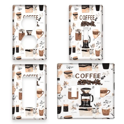 1pc 1-Gang/2-Gang Coffee Color Light Switch Panel Decorative Switch Plate, Rock Texture Outlet Cover, Dimmer, For Room, Bathroom, Home Decor