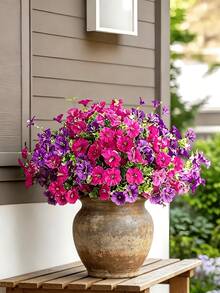 6/4/2pcs 13.77 Inch Artificial Flowering Plants, Simulated Morning Glory, 7 Trumpet Flowers, Suitable For Indoor And Outdoor Spring And Summer Decor, Silk Daisy And Eucalyptus, Applicable For Indoor And Outdoor Decor, Planters, Porch, Yard, Garden, Wedding And Home Decoration - Multicolor - View 1