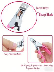 Stainless Steel Acrylic Nail Clippers 1/2Pcs Professional Adjustable Fake Nail Tip Cutter Multi Functional Manicure Pedicure Tool With Sharp Blades Durable No Waste Mess-Free Easy Clean Hygienic Compact Space Saving For Salon Home DIY Nail Art Accessory Gadget For False Nails Gel Nails Nail Tech Beginners Family Women Daily Beauty Supplies - Nhiều màu - Xem 8