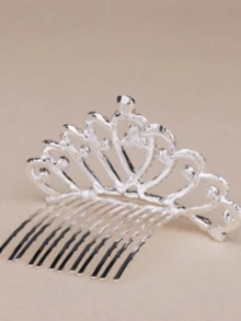 1pc Fashionable Modern Sparkling Full Rhinestone Elegant Shiny Crown Hair Clip, Suitable As Gift For Friends And Family For Parties, Festivals, And Daily Wear - Silver - View 2