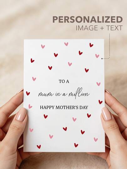 Thiệp chúc mừng Ngày của Mẹ thiết kế riêng theo yêu cầu, "Mẹ trong triệu người", họa tiết trái tim, thiệp gấp dành cho mẹ, vợ, bà, chủ đề trái tim đỏ hồng tối giản, văn bản tùy chỉnh bên trong để trống, giấy bìa mịn 5x7 inch, thiệp tình yêu trang nhã, quà tặng kỷ niệm, có thể dùng làm khung ảnh hoặc vật trang trí nhà cửa, sinh nhật, kỷ niệm, ngày lễ tình nhân, gia đình, ngày lễ. Thiệp chúc mừng tùy chỉnh.