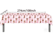 1 pieza Mantel rectangular de plástico desechable de 54x108 pulgadas con estampado de botas y lazos de vaquera rosa, adecuado para fiestas de cumpleaños con tema vaquero, fiestas de vaquera, baby shower, y fiestas con tema country western para hombres y mujeres - Multicolor - Ver 2