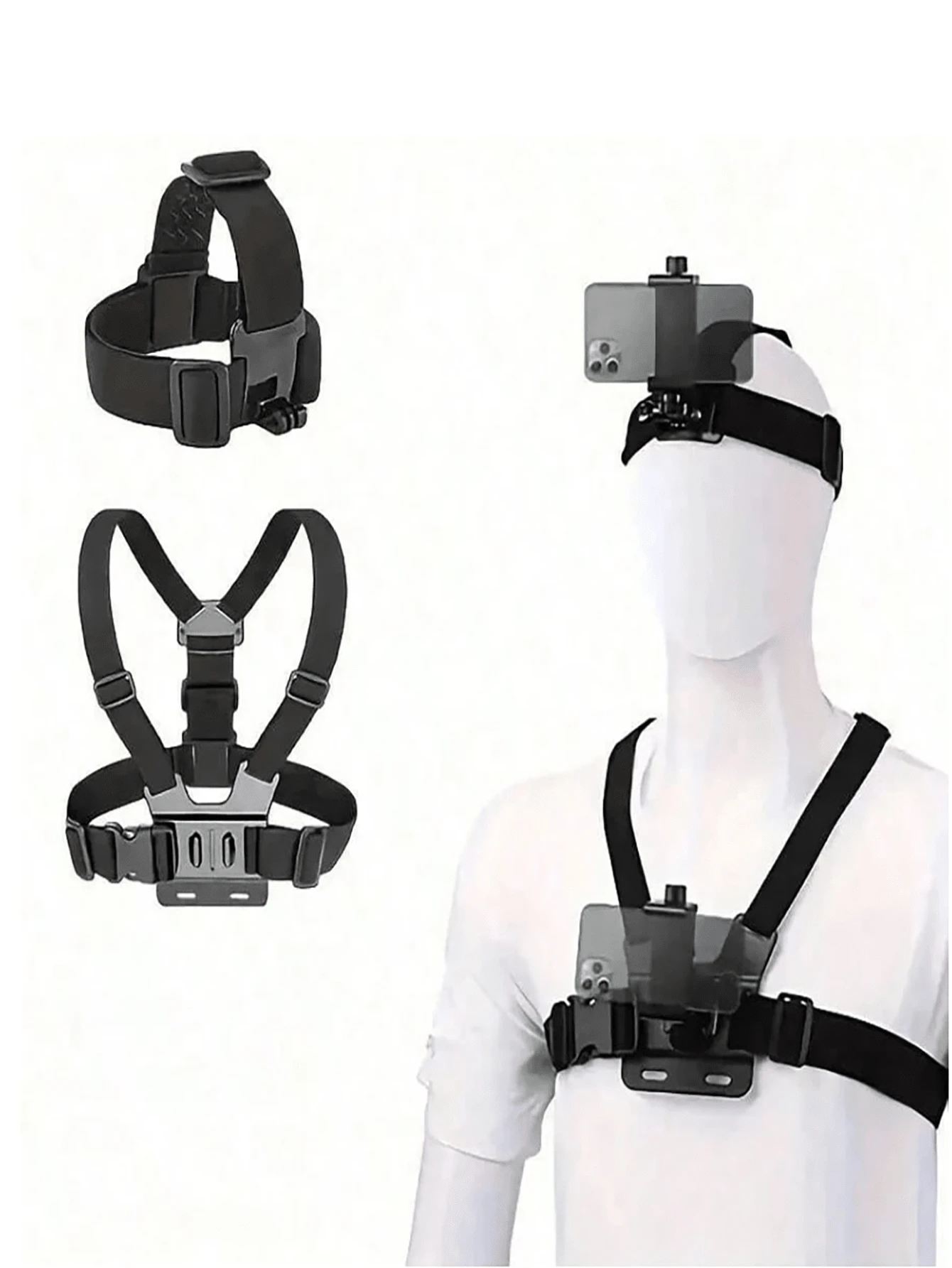 Chest-Mounted Camera/Phone Holder Kit, Image Stabilization, First-Person Shooting, Outdoor Cycling Phone Holder, Camera Shooting Bracket, Chest-Mounted Bracket Set, Sports Camera Accessories. Suitable For Cycling, Skiing, Running, Climbing And Other Outdoor Activities As Well As Travel. A Perfect Gift For Travel And Photography Enthusiasts. - Multicolor - View 1