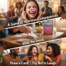 Snort Funny Laugh You Lose Party Game 150 Cards With 5 Pig Snouts For Family Friends Bachelor Bachelorette Parties - 淺藍色 - 查看 6