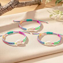 TopHanqi Set de bracelets colorés de style bohème, corde tressée faite main et perles de coquillages, accessoires polyvalents pour les vacances à la plage pour femmes - Multicolore - Voir 13